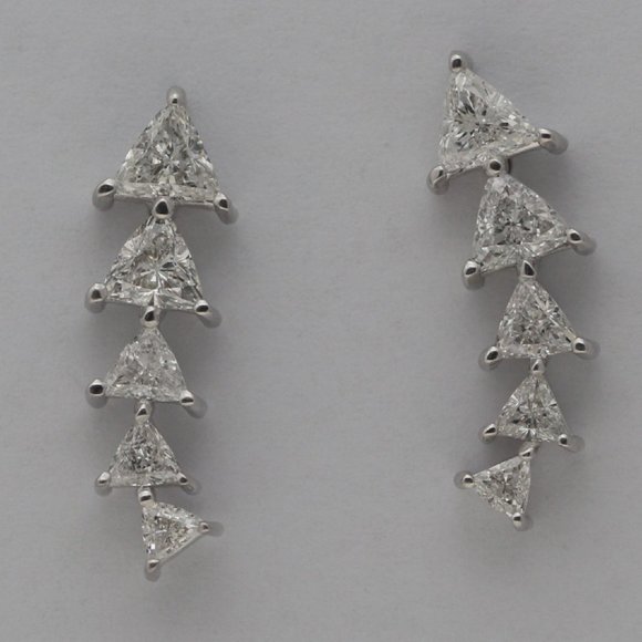 18K White Diamond Earrings (1.64 Ct G Si2 ) C19000388 - Picture 3 of 5